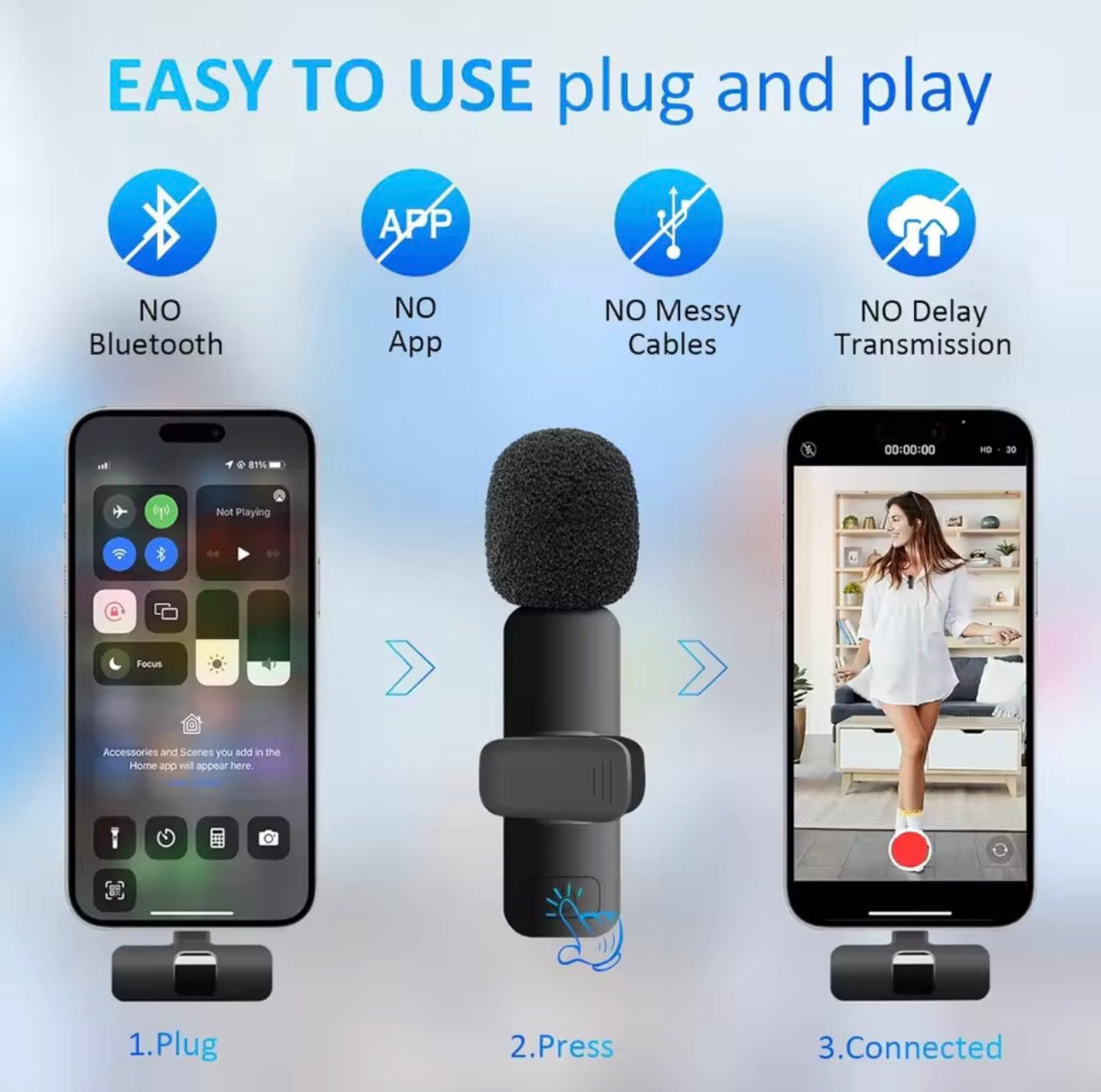 HITOZON Professional Wireless Lavalier Microphone
